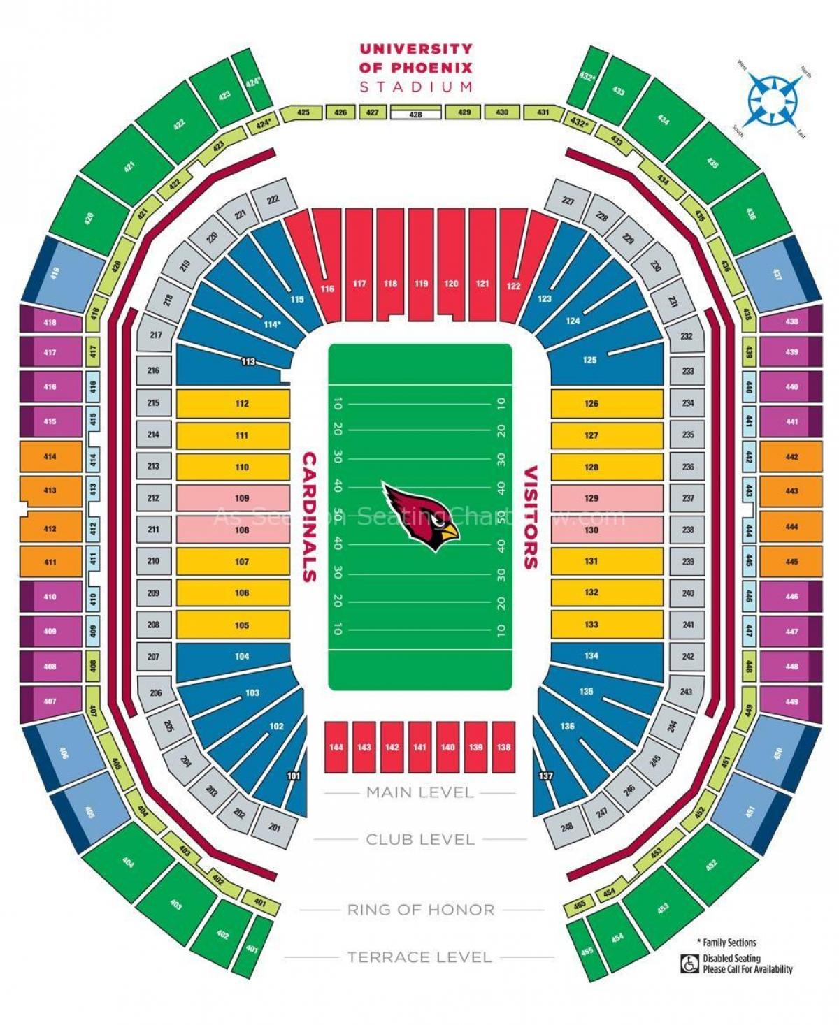 university of Phoenix stadium seating map