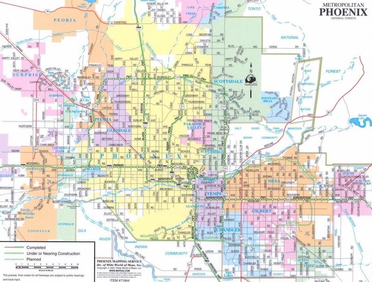 map of Phoenix Arizona and surrounding areas