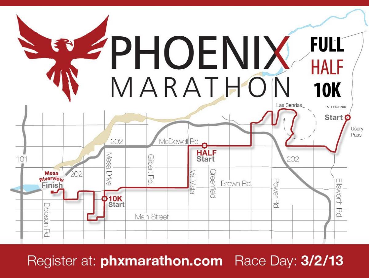 Phoenix marathon map Map of Phoenix maraton (Arizona USA)