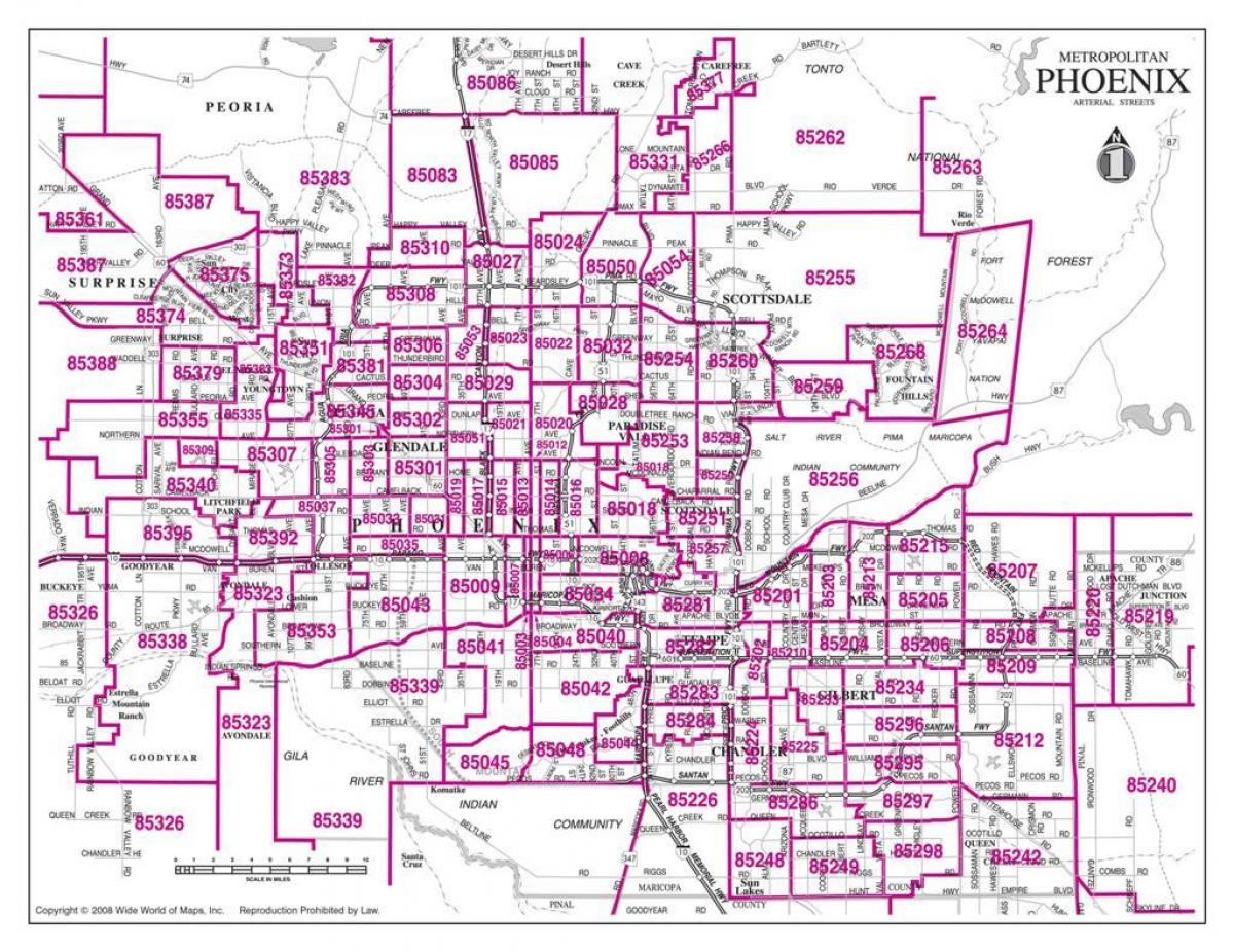 city of Phoenix zip code map