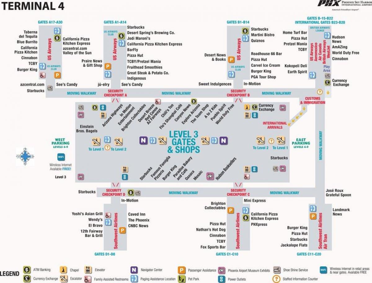 Phoenix airport map terminal 4