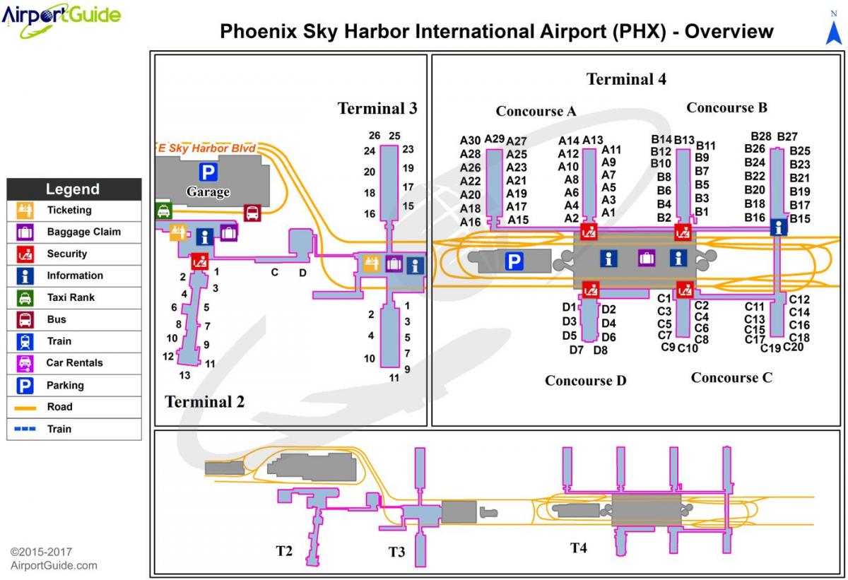 map of Phoenix sky harbor airport