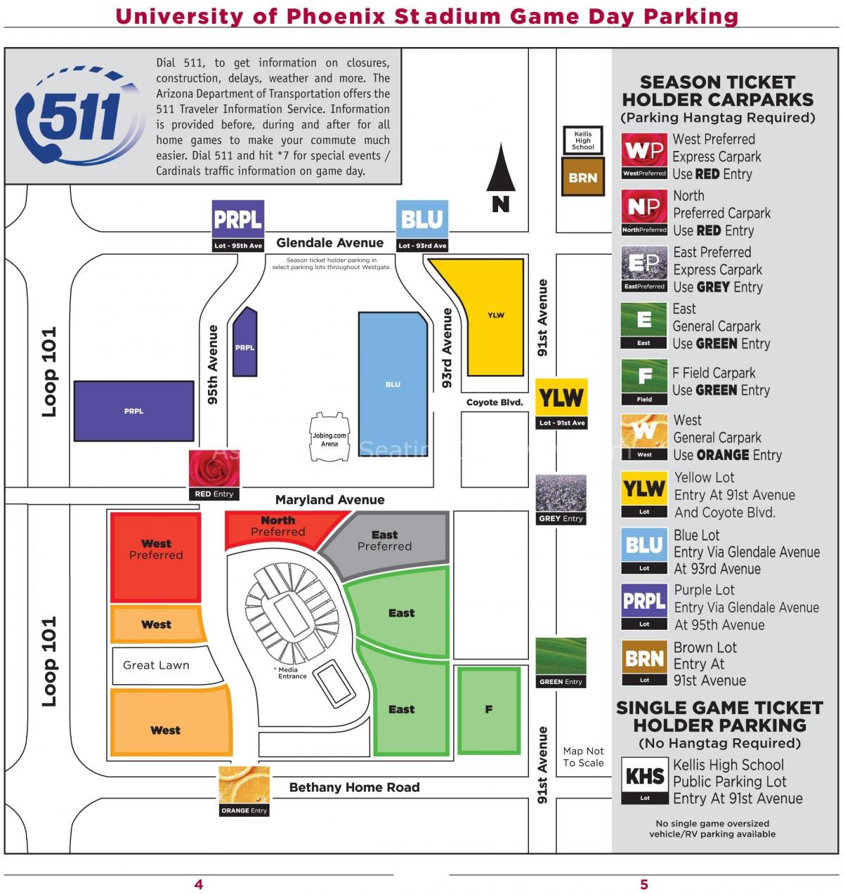 parking map university of Phoenix stadium